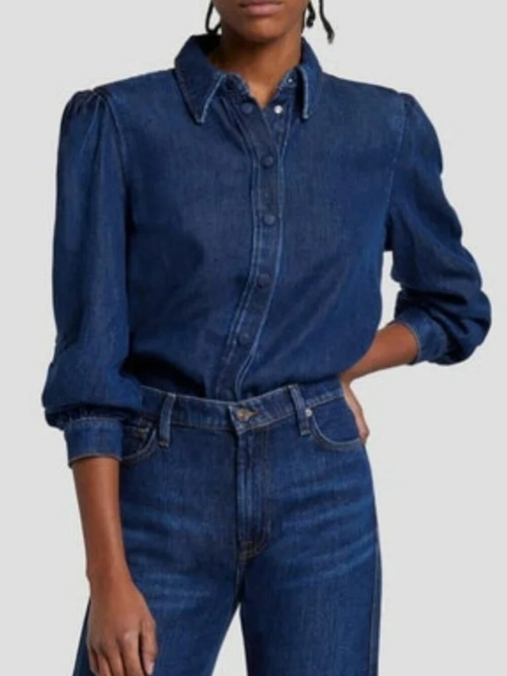 7 For All Mankind Puff Sleeve Denim Shirt